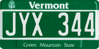 VT license plate JYX344