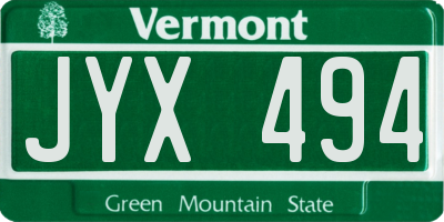 VT license plate JYX494