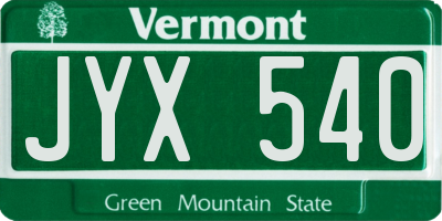 VT license plate JYX540