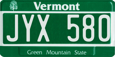 VT license plate JYX580