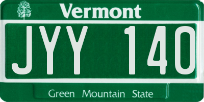 VT license plate JYY140