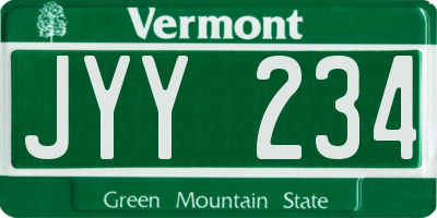 VT license plate JYY234