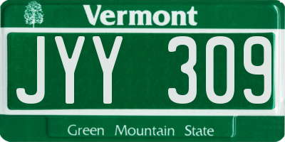 VT license plate JYY309