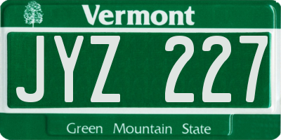 VT license plate JYZ227