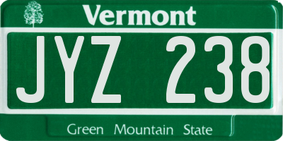 VT license plate JYZ238