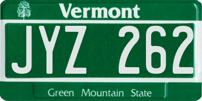 VT license plate JYZ262