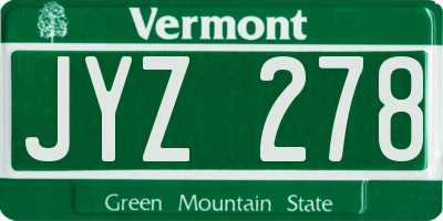 VT license plate JYZ278