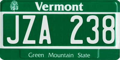 VT license plate JZA238