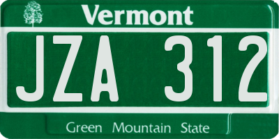 VT license plate JZA312