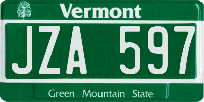 VT license plate JZA597