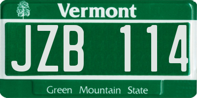VT license plate JZB114