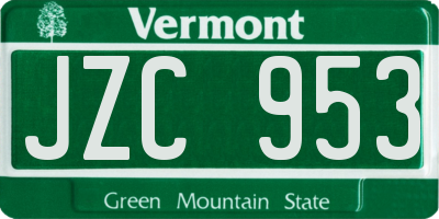 VT license plate JZC953