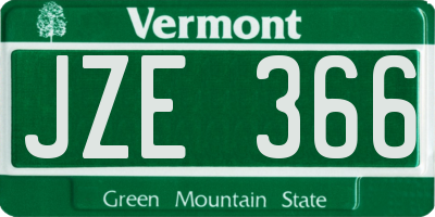 VT license plate JZE366