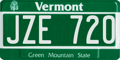 VT license plate JZE720