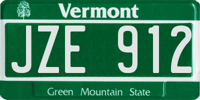 VT license plate JZE912