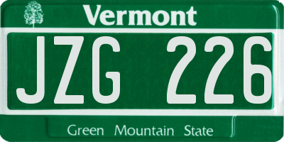 VT license plate JZG226