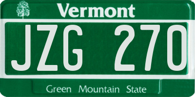 VT license plate JZG270