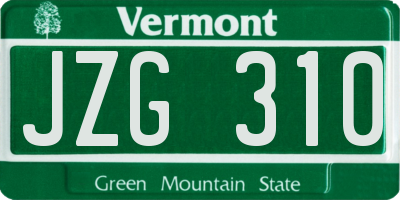 VT license plate JZG310