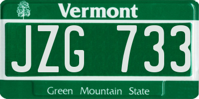VT license plate JZG733