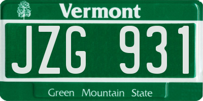 VT license plate JZG931