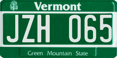 VT license plate JZH065