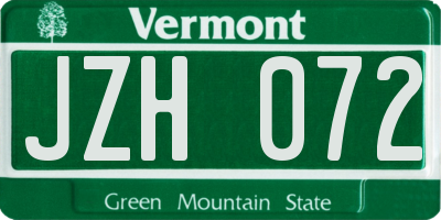 VT license plate JZH072