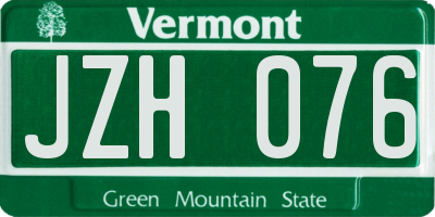VT license plate JZH076