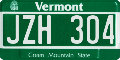 VT license plate JZH304