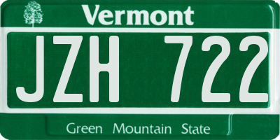 VT license plate JZH722