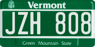 VT license plate JZH808