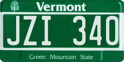 VT license plate JZI340
