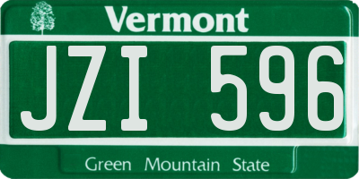 VT license plate JZI596
