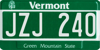 VT license plate JZJ240
