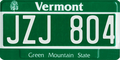 VT license plate JZJ804
