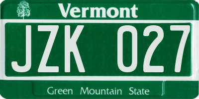 VT license plate JZK027