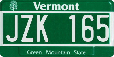 VT license plate JZK165