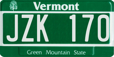 VT license plate JZK170