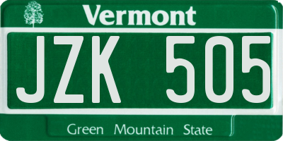 VT license plate JZK505