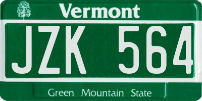 VT license plate JZK564