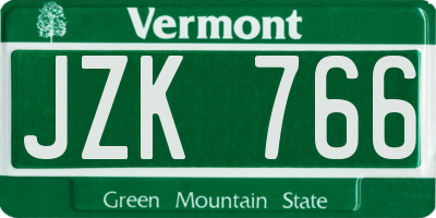 VT license plate JZK766