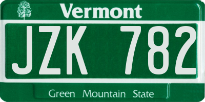 VT license plate JZK782
