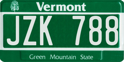 VT license plate JZK788