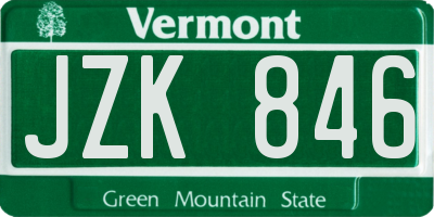VT license plate JZK846
