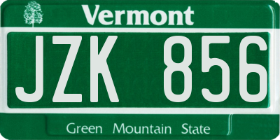 VT license plate JZK856