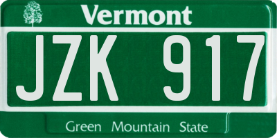 VT license plate JZK917