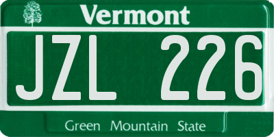 VT license plate JZL226