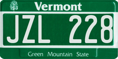 VT license plate JZL228
