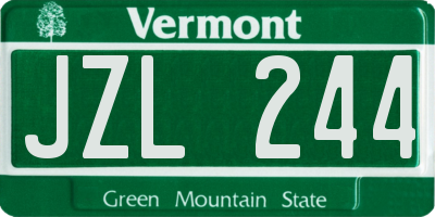 VT license plate JZL244