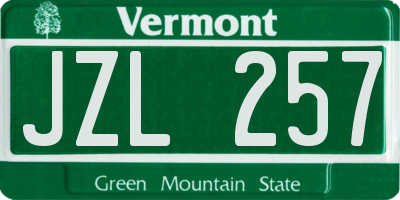 VT license plate JZL257