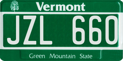 VT license plate JZL660